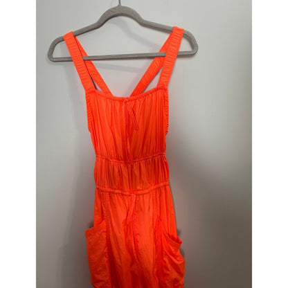 Free People FP Movement Tropic Sport One Piece Jumpsuit Neon Orange Cargo Small