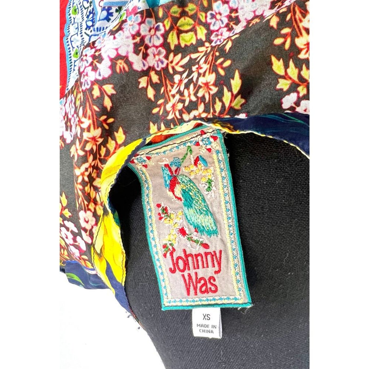 Johnny‎ Was Mini Dress Size XS Floral Butterfly Button Front Silk Boho Summer
