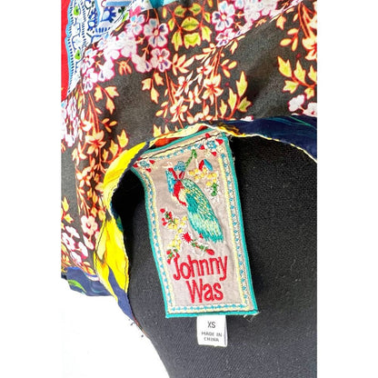 Johnny‎ Was Mini Dress Size XS Floral Butterfly Button Front Silk Boho Summer