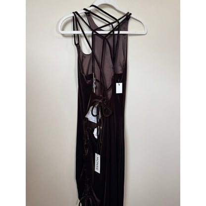 MONSE BROWN VELVET CUT OUT LACE UP DRESS SZ 8