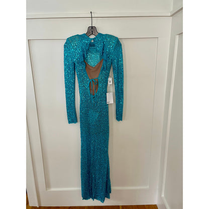 Self-Portrait Beaded Blue Maxi Dress US Size 2