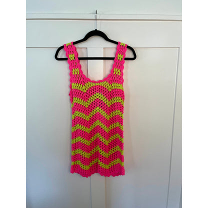 NEW NWT Show Me Your Mumu Tara Mini Dress Watermelon Wave Crochet Size Small