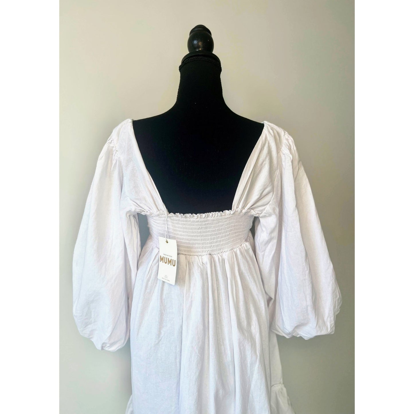 Show Me Your Mumu Mandi Mini Dress in White Small Pullover 3/4 Sleeves Cotton