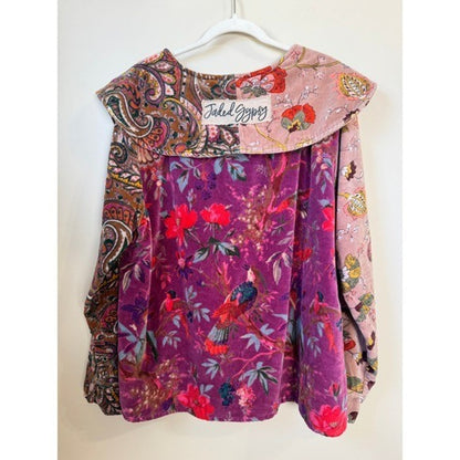 Jaded Gypsy Patchwork Paisley Floral Velvet Jacket Boho Festival