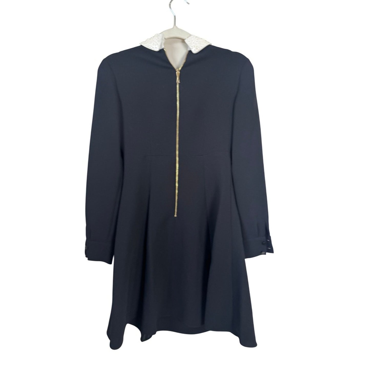 Kate Spade New York Black Sequin Collar Long Sleeve Mini Dress Size 00