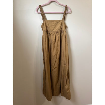 Mikoh Women Brown Sleeveless Gathered Empire Waist Maxi Dress Smocked Straps NEW