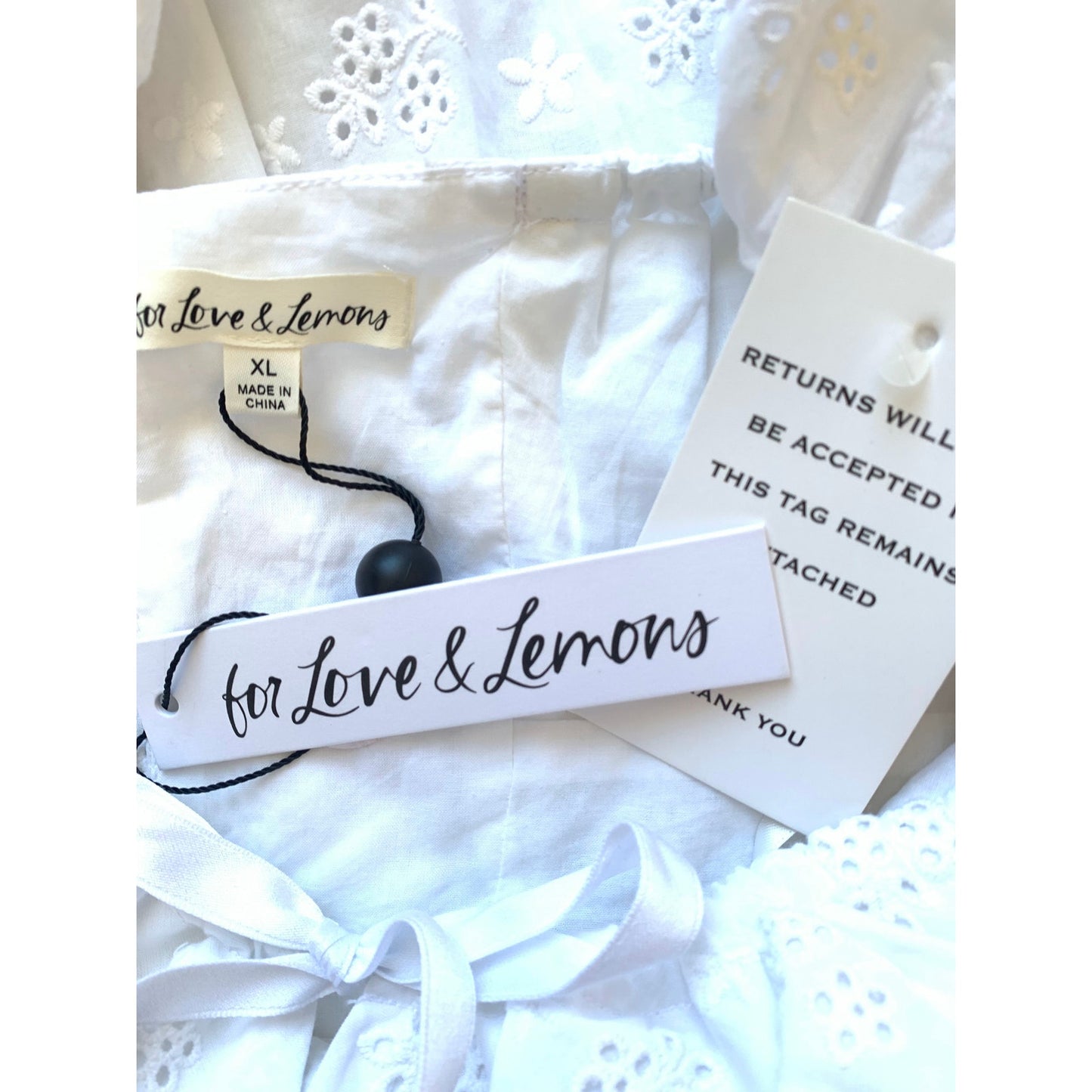 For Love And Lemons Jean Eyelet Corset Midi Dress in White Size XL 3/4 Sleeve