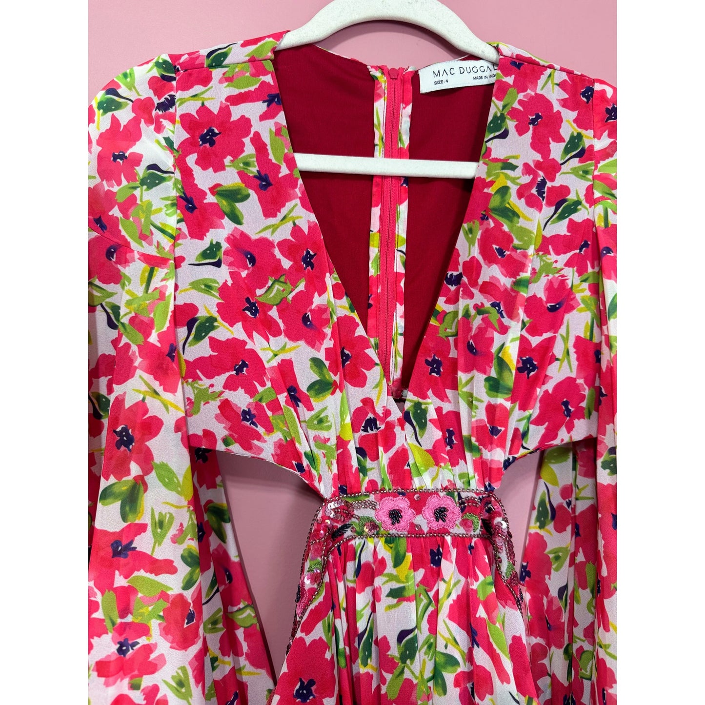 NEW NWT Mac Duggal Floral Printed Short Bell Sleeve Mini Dress STYLE 9158 Size 4