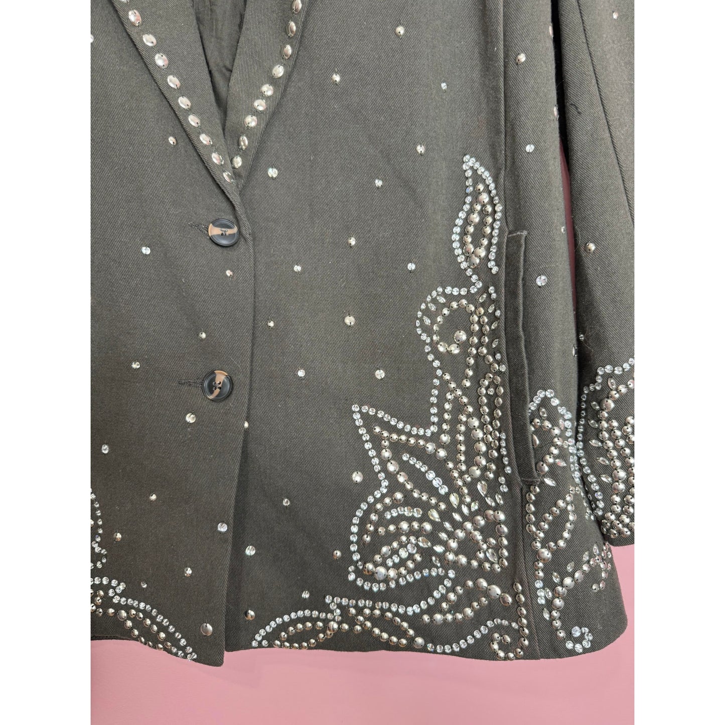 Free People Embellished Suit Set in Gray Size 4 Studded Relaxed Mid-Rise Pockets