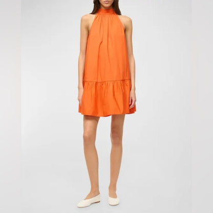 STAUD Marlowe‎ Halterneck Mini Dress in Tangerine Small Sleeveless Stretch Boho