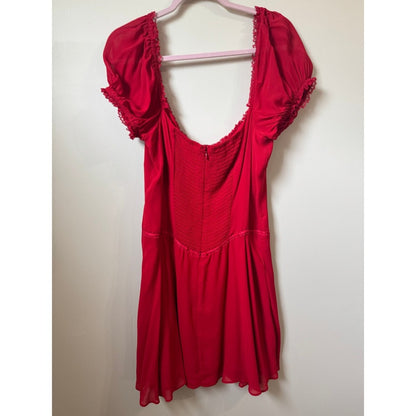 Reformation Ondine Mini Dress Puff Sleeve Smocked Lace Trim Coquette Sweetheart