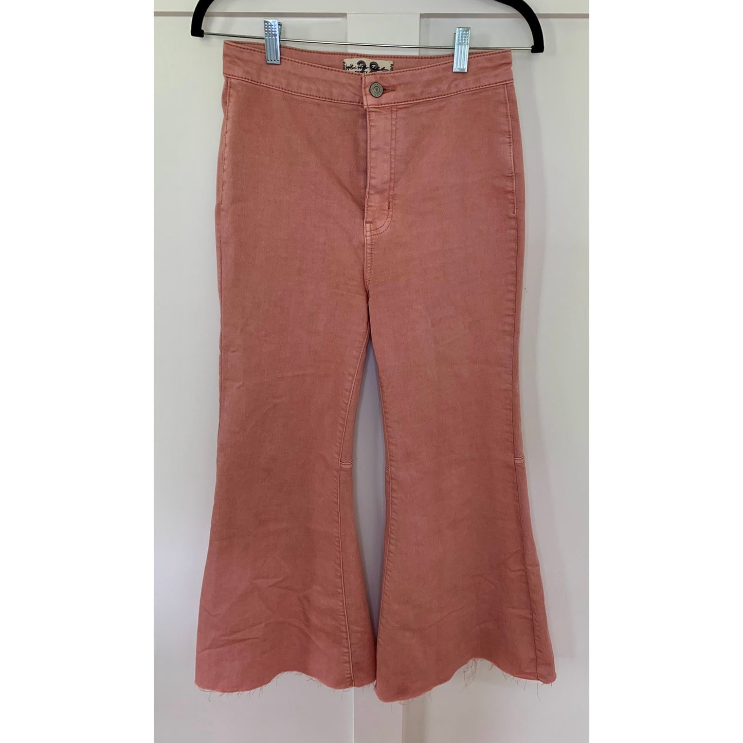 Free People Crop Flare Jeans in Pink Size 28 Denim High Rise Pockets Stretch