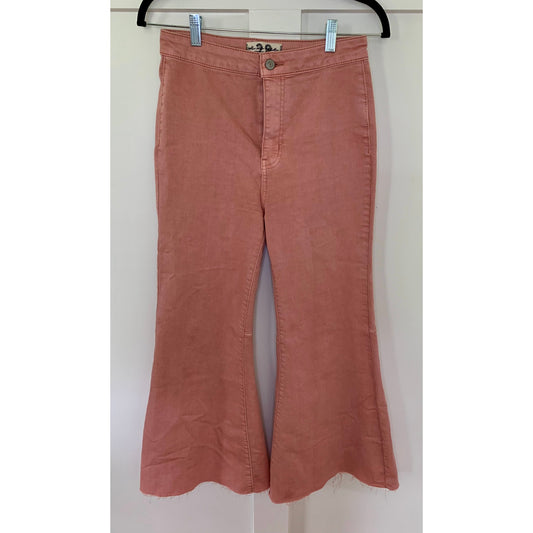 Free People Crop Flare Jeans in Pink Size 28 Denim High Rise Pockets Stretch