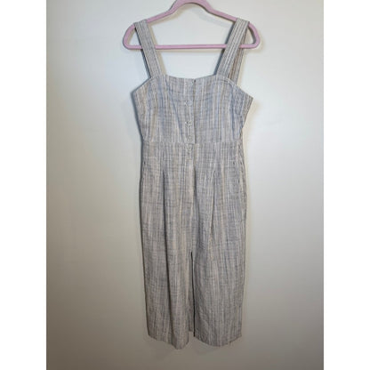 APIECE APART Striped Square Neck Button Front Midi Dress Size 4 Linen Blend