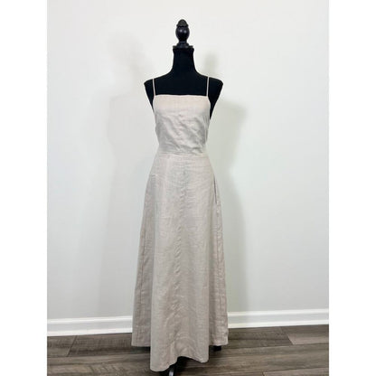 Enza Costa Laced Open Back Dress in Mist Size 3 Maxi Lined Party Cocktail‎ Linen