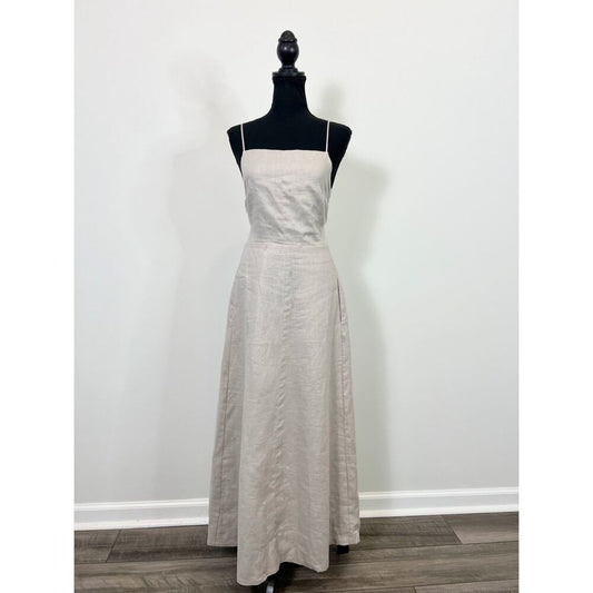 Enza Costa Laced Open Back Dress in Mist Size 3 Maxi Lined Party Cocktail‎ Linen