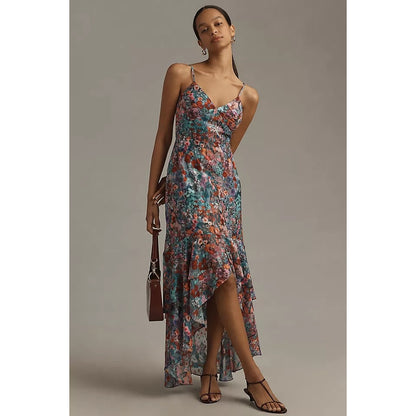 NEW NWT Hutch Anthropologie Royce Floral High Low Dress Teal Size 10