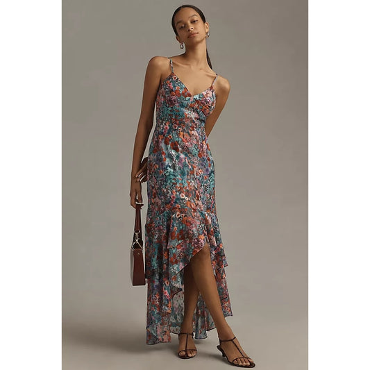 NEW NWT Hutch Anthropologie Royce Floral High Low Dress Teal Size 10