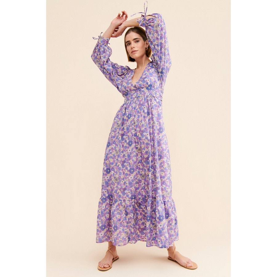 NEW Antik Batik Paolina Floral Print Tie-Waist Maxi Dress Size M/40