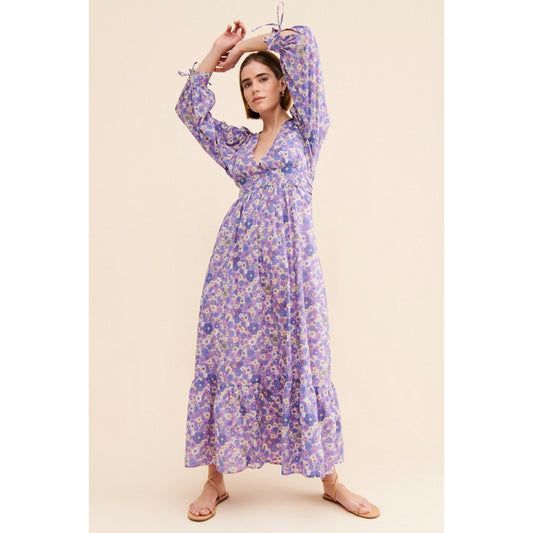 NEW Antik Batik Paolina Floral Print Tie-Waist Maxi Dress Size M/40