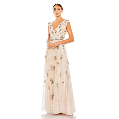 NEW NWT Mac Duggal Cap Sleeve Embellished Dress in Blush STYLE 93575 BLUSH SIZE 18