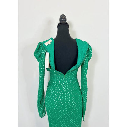 Rococo Sand Elna Maxi Dress in Green Size XS Metallic Side Slit Lined‎ Party