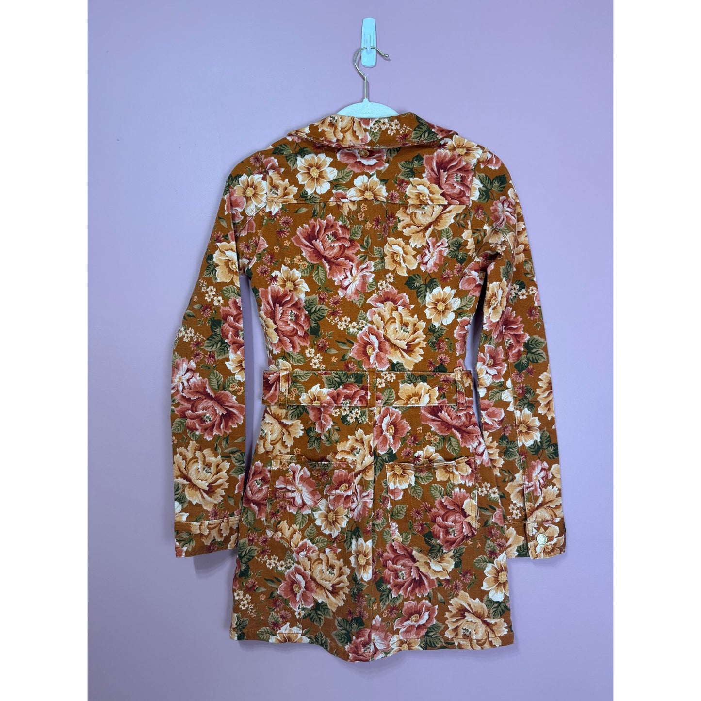 Show Me Your Mumu Outlaw Denim Long Sleeve Mini Dress Garden Harvest Size XS