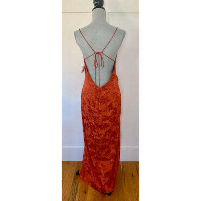 Significant Other Mae Maxi Dress in Clay Orange Size 10 Floral Embossed V-Neck