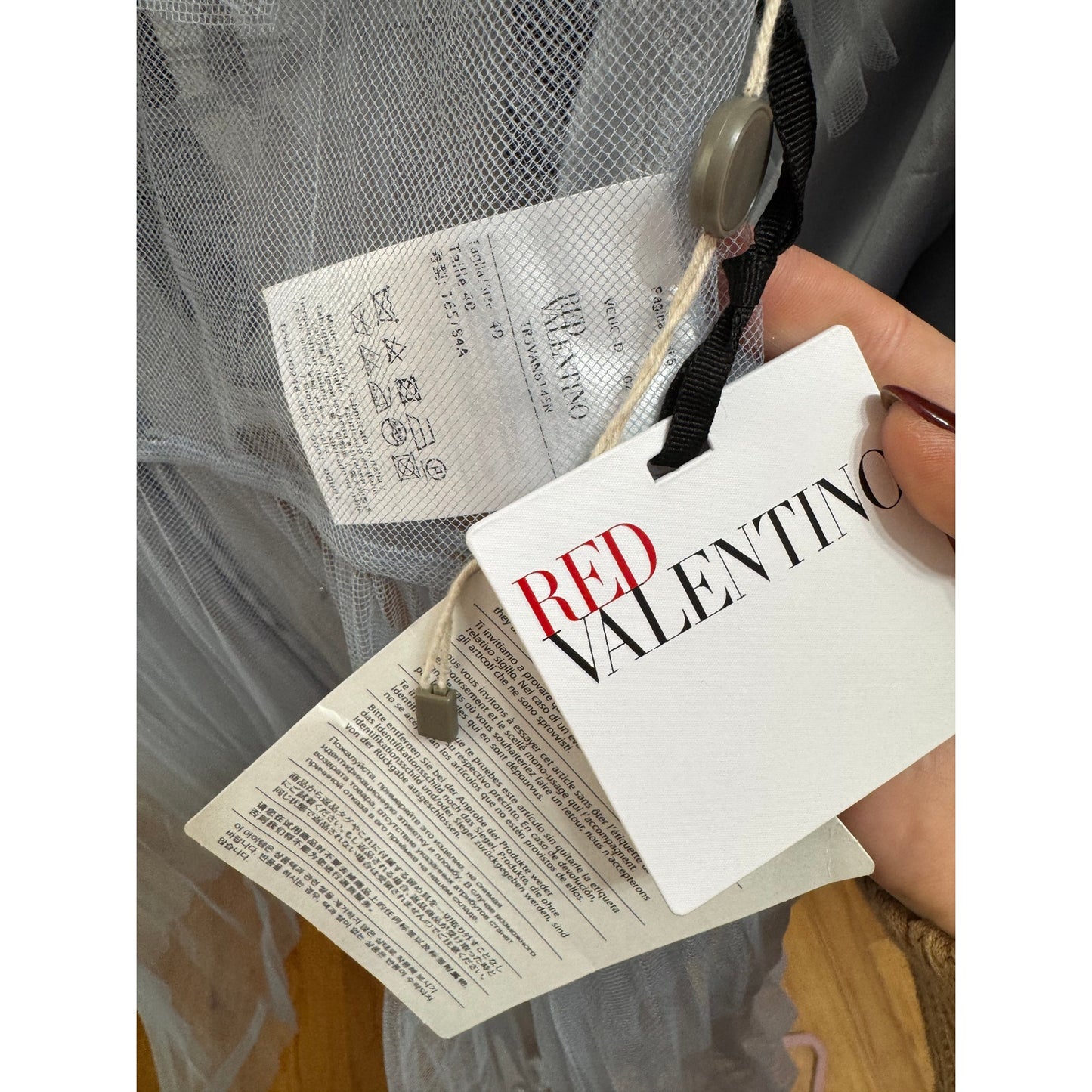 RED Valentino Tulle Ruffle Overlay Mini Dress in Blue Size 40/Small