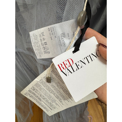 RED Valentino Tulle Ruffle Overlay Mini Dress in Blue Size 40/Small