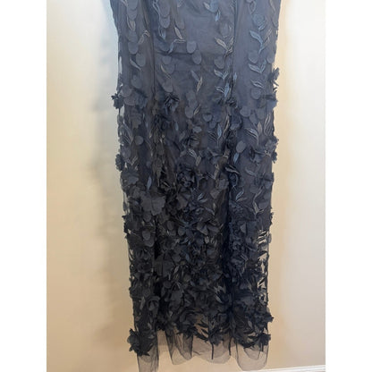 Show Me Your Mumu Black 3D Floral Applique Maxi Dress XXL Square Neck Overlay