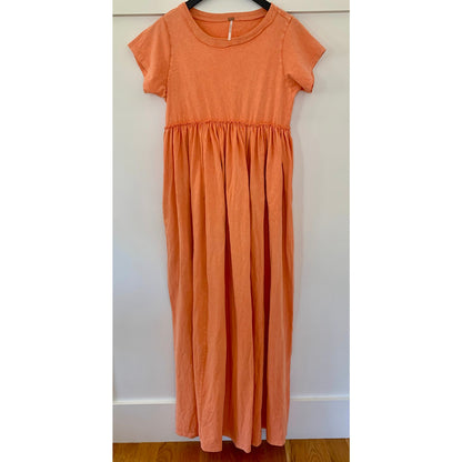 Free People Carissa Tee Maxi Dress in Peach Small Short Sleeve Pullover Cotton