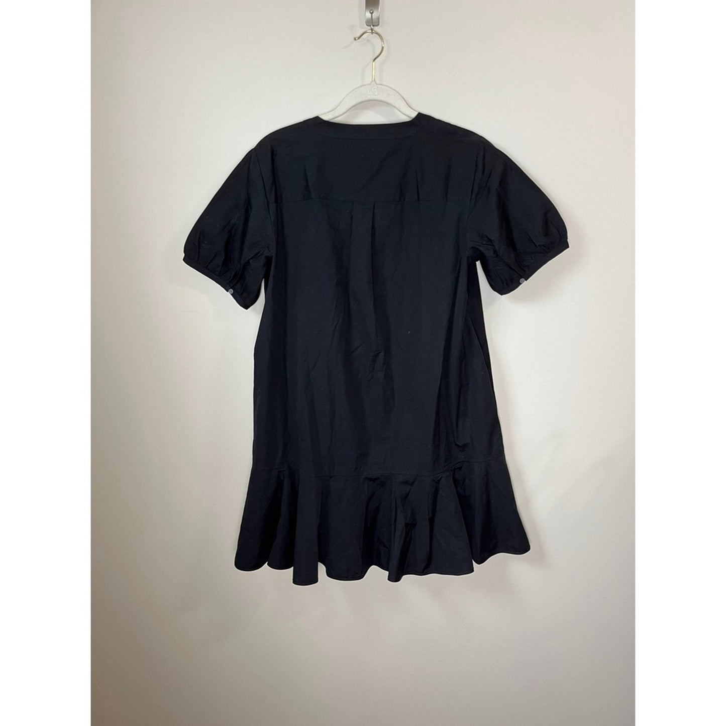 NEW NWT J.Crew Black V Neck Puff Sleeve Tiered Ruffle Casual Mini Dress Size PL