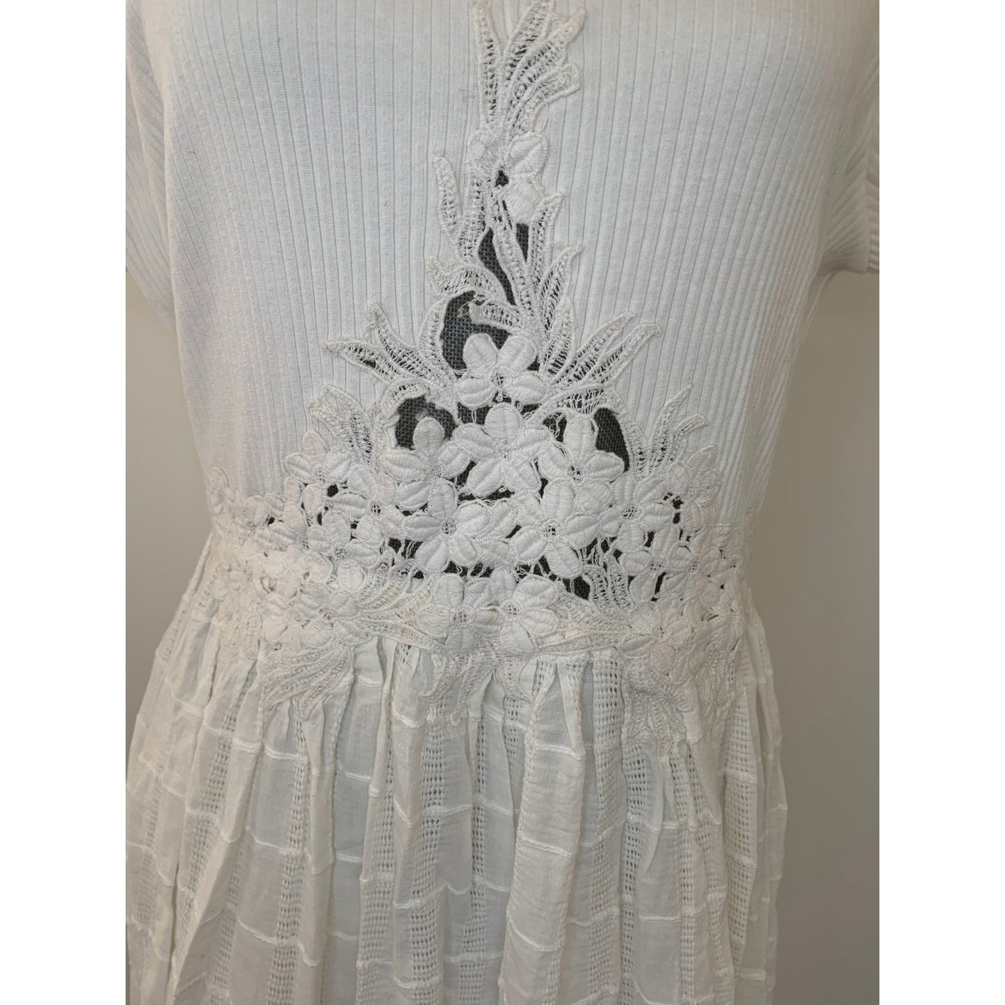 Free People Serenity Maxi Dress Marshmallow Size XL Floral Embroidered Backless