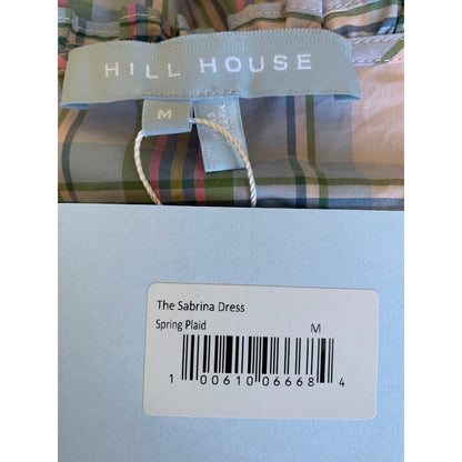 Hill House The Sabrina Dress Spring Plaid Medium Short Sleeve V-Neck Cotton