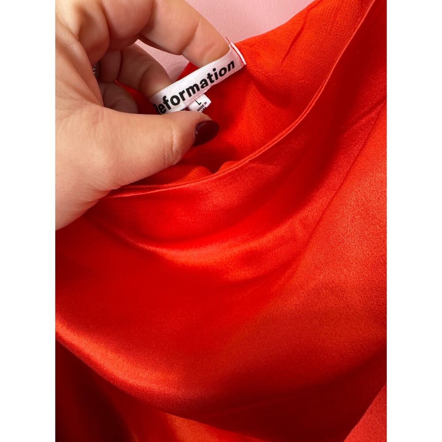 Reformation‎ Joana Silk Dress in Red Size Large