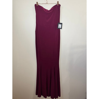 Norma Kamali Strapless Gown Plum Color Fishtail Hem Size L 40