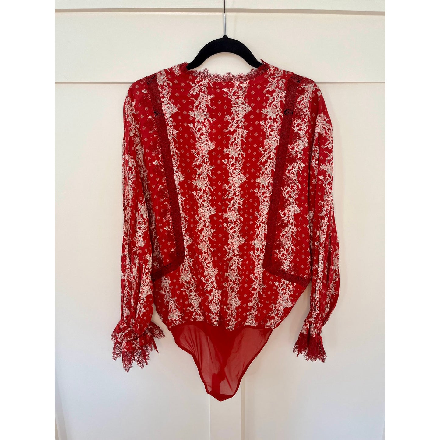 NEW NWT Free People Intimately After Hours Bodysuit Blouse Red Size Medium