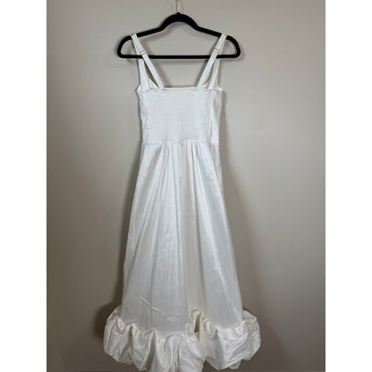 Show Me Your Mumu White Taffeta Bubble Hem Midi Dress Bridal Engagement  Dress