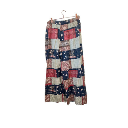 Jaded Gypsy Stars and Stripes Forever Patchwork Wide Leg Palazzo Pants LXL
