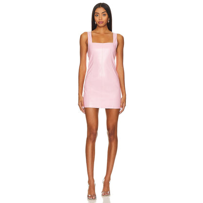 Show Me Your Mumu Woods Mini Dress Pink Faux Leather Size Medium