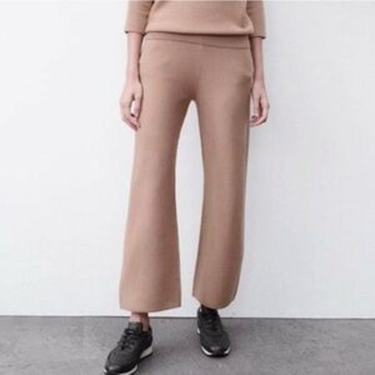 The Reset R Label 100% Wool Cropped Pants Taupe Size Small Pockets