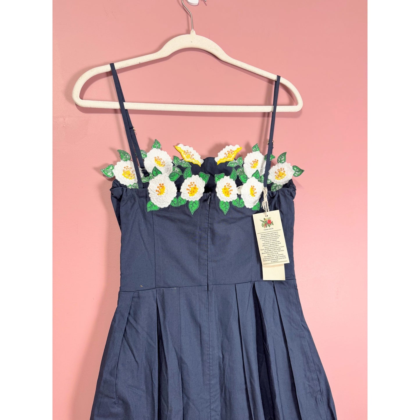 Fanm Mon Lorr Cotton Midi Dress in Navy Blue Size XS