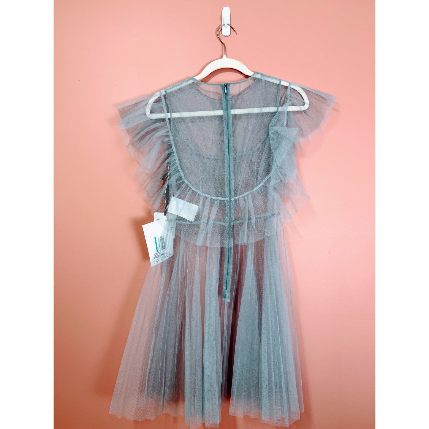 RED Valentino Tulle Ruffle Overlay Mini Dress in Blue Size 40/Small
