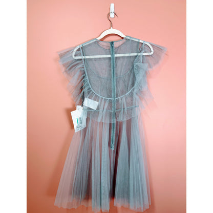 RED Valentino Tulle Ruffle Overlay Mini Dress in Blue Size 40/Small