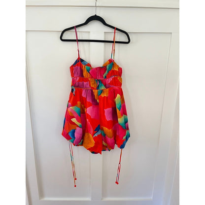 FARM Rio Abstract Floral Print Tie Front Romper Size M