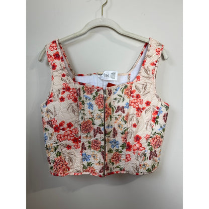 AGUA BENDITA Floral Corset Top Square Neck Sleeveless Zip Up