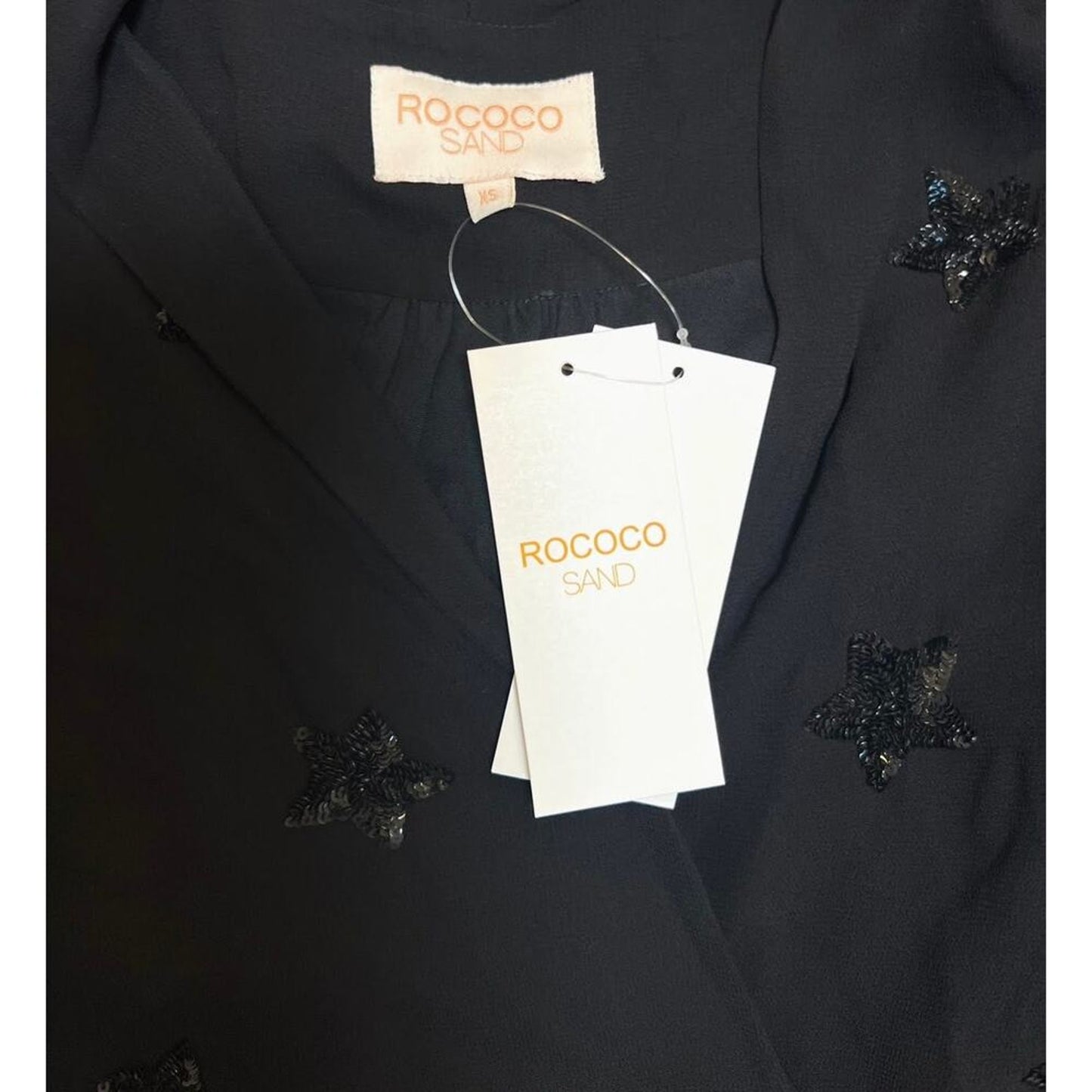 Rococo Sand Stellar Georgette‎ Short Dress in Black Medium Embellished Sequins