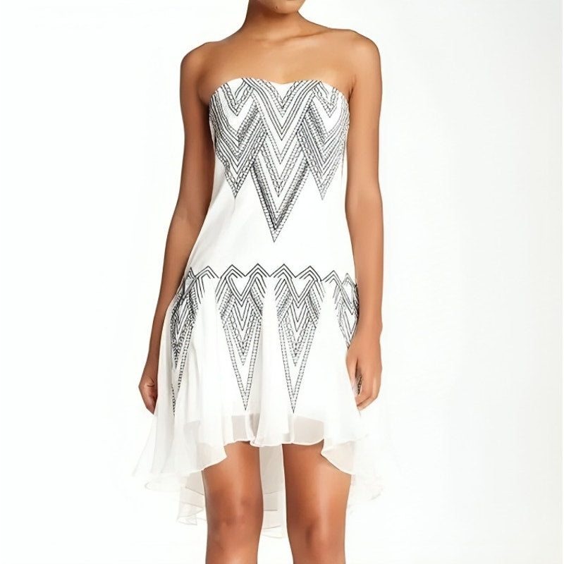 Free People Radiating Angles Mini Dress in White Size 2 Embroidered Strapless