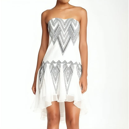 Free People Radiating Angles Mini Dress in White Size 2 Embroidered Strapless